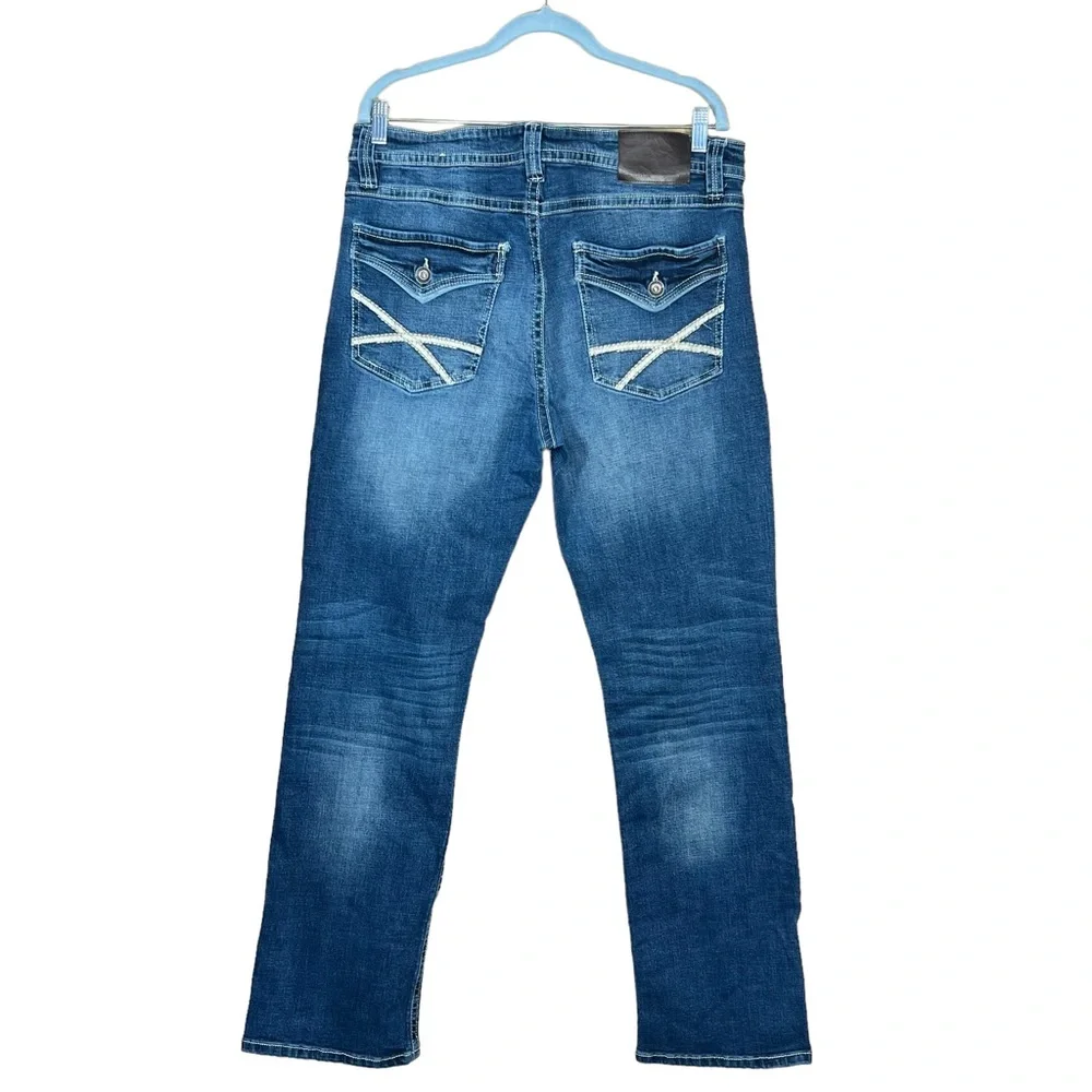 TK AXEL Men’s Slim Boot Medium Wash Jeans W/Embroidered & Flap Pockets 36 X 34 - Picture 5 of 14